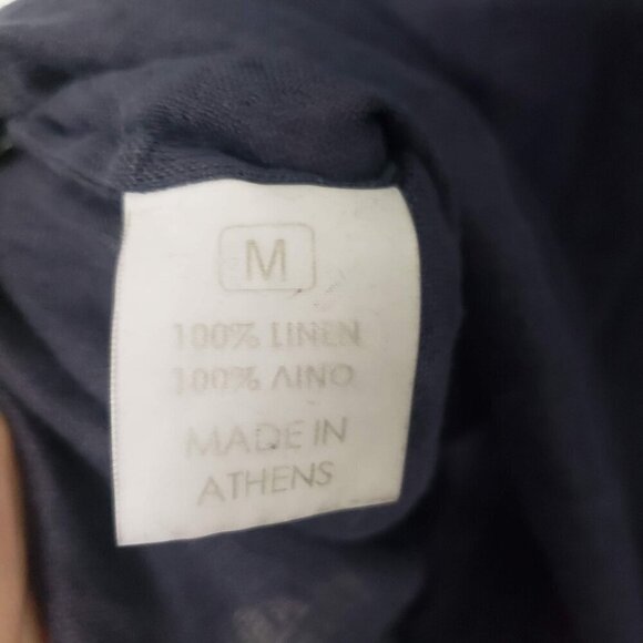 NEW Athoa Athens Shirt Mens Size Medium Linen Night Blue Long Sleeve Button Up - Picture 7 of 12